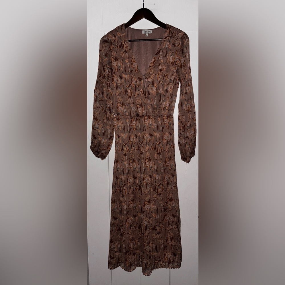 VTG Mila Mae Plisse Floral Tiered Dress Women‎ L Mature Classic Elegant Formal